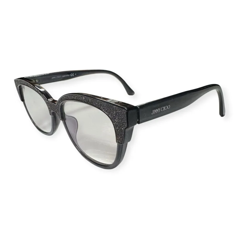 Jimmy Choo JC177 Eyeglasses Cat Eye‎ Dark Gray Silver Glitter Frames 51-17-145mm